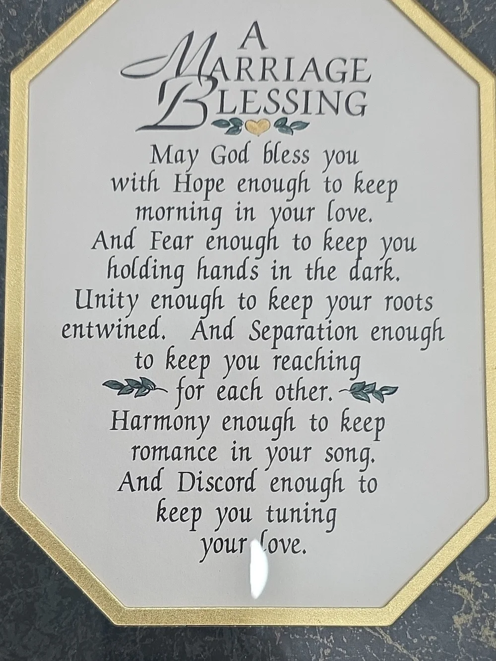 Black Framed 'A Marriage Blessing' Wall Art Vintage